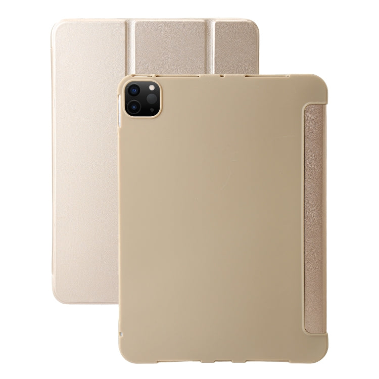 For iPad Pro 11 2024 Three-fold Holder Flip Tablet Leather Case(Gold) - free shipping - PMC TechLife - Order now!