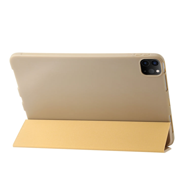 For iPad Pro 11 2024 Three-fold Holder Flip Tablet Leather Case(Gold) - free shipping - PMC TechLife - Order now!