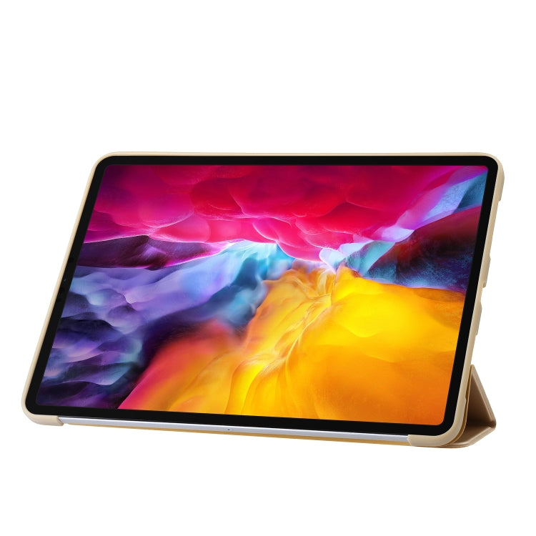 For iPad Pro 11 2024 Three-fold Holder Flip Tablet Leather Case(Gold) - free shipping - PMC TechLife - Order now!