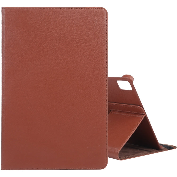 For iPad Air 11 2025 / 2024 360 Degree Rotation Litchi Texture Leather Tablet Case with Holder(Brown) - free shipping - PMC TechLife - Order now!