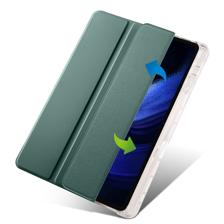 For iPad Pro 13 2024 3-fold Clear TPU Smart Leather Tablet Case with Pen Slot(Dark Green) - iPad Pro 13 2024 Cases by PMC TechLife | Online Shopping South Africa | PMC TechLife | Buy Now Pay Later Mobicred