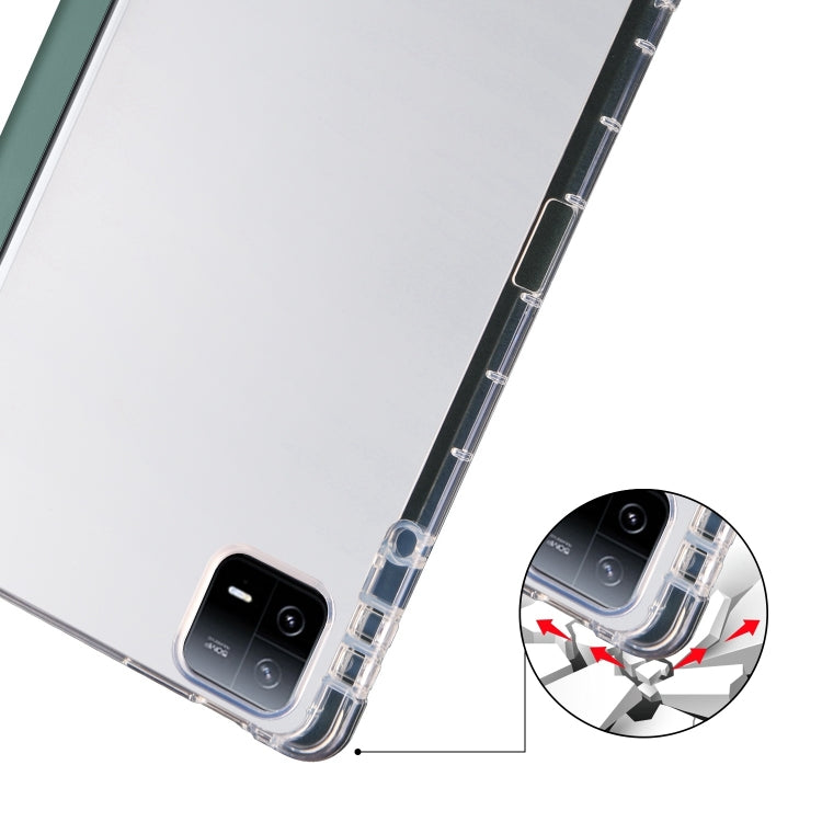 For iPad Pro 13 2024 3-fold Clear TPU Smart Leather Tablet Case with Pen Slot(Dark Green) - iPad Pro 13 2024 Cases by PMC TechLife | Online Shopping South Africa | PMC TechLife | Buy Now Pay Later Mobicred