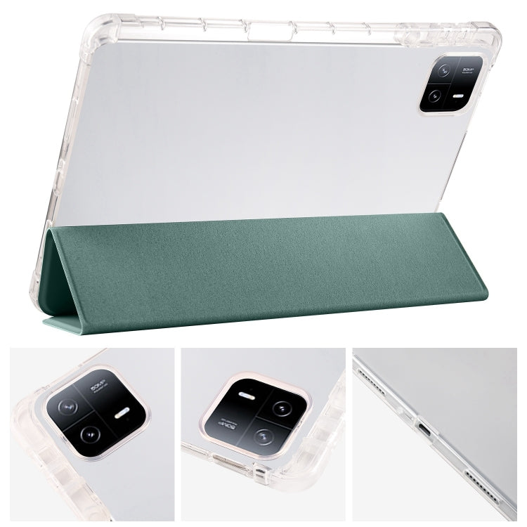 For iPad Pro 11 2024 3-fold Clear TPU Smart Leather Tablet Case with Pen Slot(Dark Green) - iPad Pro 11 2024 Cases by PMC TechLife | Online Shopping South Africa | PMC TechLife | Buy Now Pay Later Mobicred