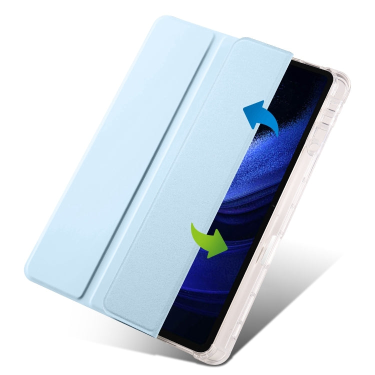 For iPad Pro 11 2024 3-fold Clear TPU Smart Leather Tablet Case with Pen Slot(Ice Blue) - iPad Pro 11 2024 Cases by PMC TechLife | Online Shopping South Africa | PMC TechLife | Buy Now Pay Later Mobicred
