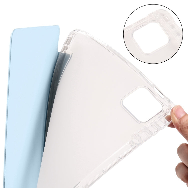 For iPad Pro 11 2024 3-fold Clear TPU Smart Leather Tablet Case with Pen Slot(Ice Blue) - iPad Pro 11 2024 Cases by PMC TechLife | Online Shopping South Africa | PMC TechLife | Buy Now Pay Later Mobicred