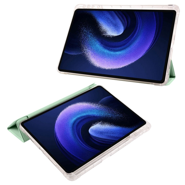 For iPad Pro 11 2024 3-fold Clear TPU Smart Leather Tablet Case with Pen Slot(Green) - iPad Pro 11 2024 Cases by PMC TechLife | Online Shopping South Africa | PMC TechLife | Buy Now Pay Later Mobicred