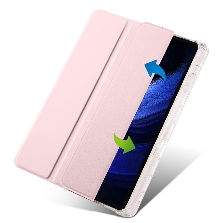 For iPad Pro 11 2024 3-fold Clear TPU Smart Leather Tablet Case with Pen Slot(Sand Pink) - iPad Pro 11 2024 Cases by PMC Jewellery | Online Shopping South Africa | PMC Jewellery | Buy Now Pay Later Mobicred