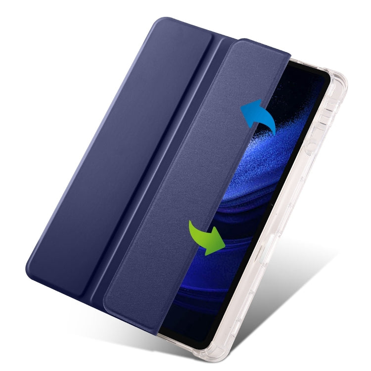 For iPad Pro 11 2024 3-fold Clear TPU Smart Leather Tablet Case with Pen Slot(Dark Blue) - iPad Pro 11 2024 Cases by PMC TechLife | Online Shopping South Africa | PMC TechLife | Buy Now Pay Later Mobicred