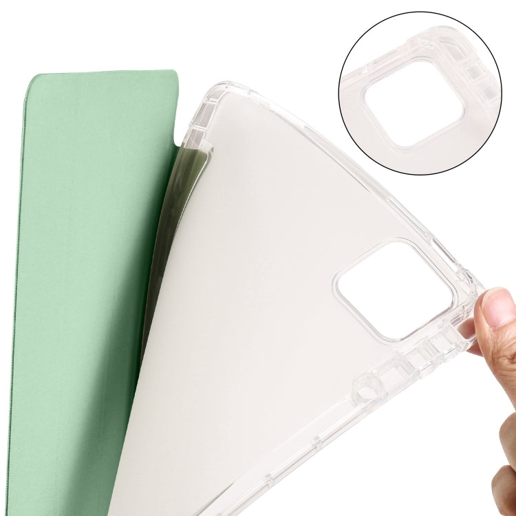 For iPad Air 11 2025 / 2024 3-fold Clear TPU Smart Leather Tablet Case with Pen Slot(Green) - iPad Air 11 2025 / 2024 Cases by PMC TechLife | Online Shopping South Africa | PMC TechLife | Buy Now Pay Later Mobicred