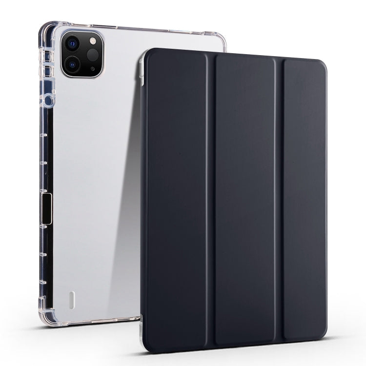 For iPad Air 13 2025 / 2024 3-fold Clear TPU Smart Leather Tablet Case with Pen Slot(Black) - iPad Air 13 2025 / 2024 Cases by PMC TechLife | Online Shopping South Africa | PMC TechLife | Buy Now Pay Later Mobicred