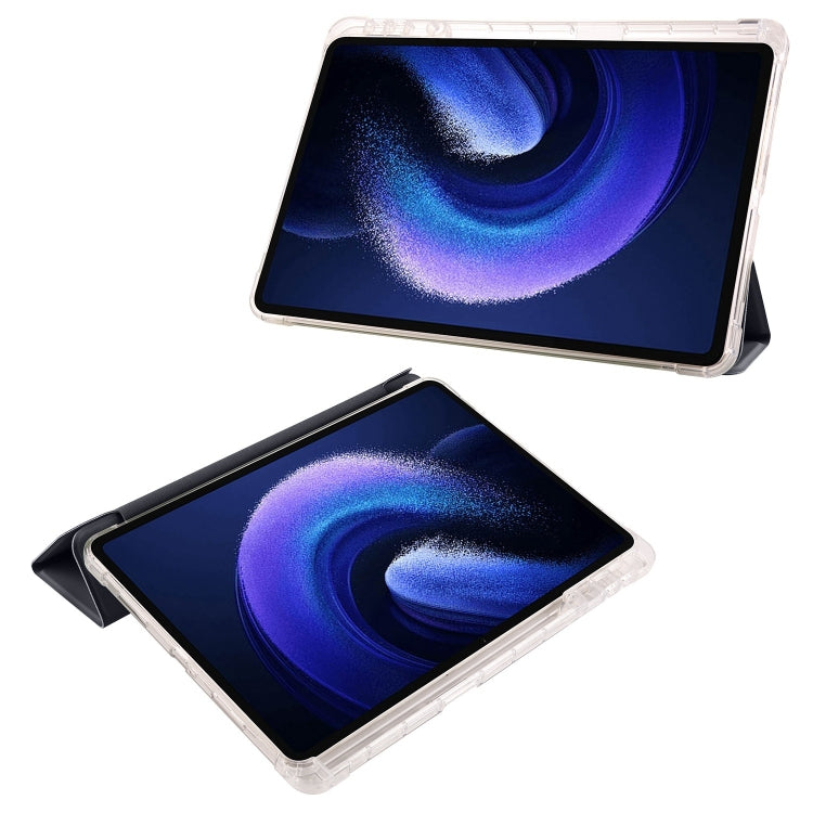 For iPad Air 13 2025 / 2024 3-fold Clear TPU Smart Leather Tablet Case with Pen Slot(Black) - iPad Air 13 2025 / 2024 Cases by PMC TechLife | Online Shopping South Africa | PMC TechLife | Buy Now Pay Later Mobicred