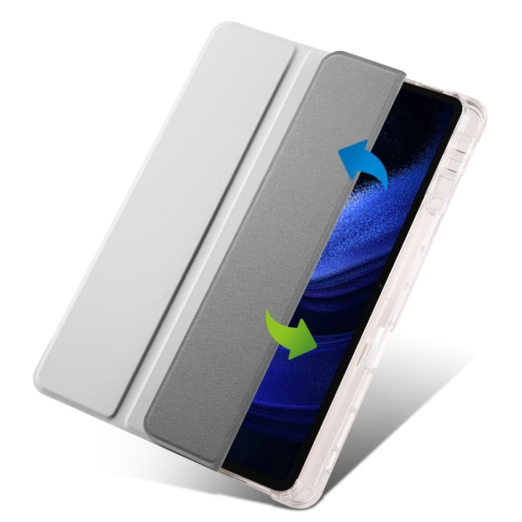 For iPad Air 13 2024 3-fold Clear TPU Smart Leather Tablet Case with Pen Slot(Space Gray) - iPad Air 13 2024 Cases by PMC TechLife | Online Shopping South Africa | PMC TechLife | Buy Now Pay Later Mobicred