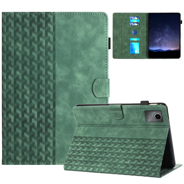 For Lenovo Tab M11/Xiaoxin Pad 11 2024 Building Blocks Embossed Leather Smart Tablet Case(Green) - Lenovo by PMC Jewellery | Online Shopping South Africa | PMC Jewellery | Buy Now Pay Later Mobicred