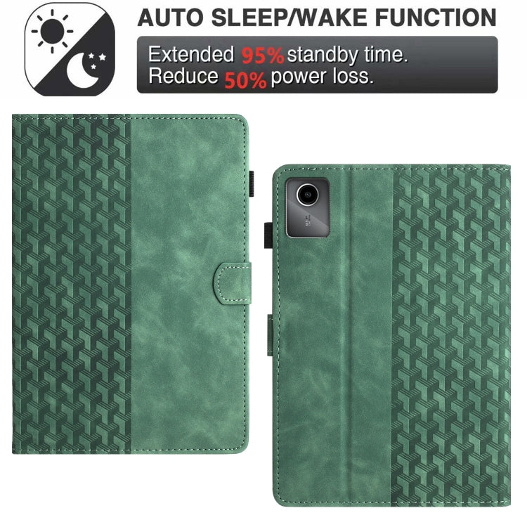 For Lenovo Tab M11/Xiaoxin Pad 11 2024 Building Blocks Embossed Leather Smart Tablet Case(Green) - Lenovo by PMC Jewellery | Online Shopping South Africa | PMC Jewellery | Buy Now Pay Later Mobicred