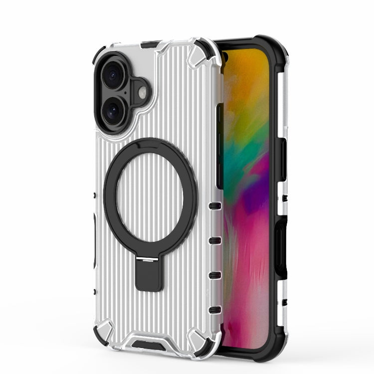 For iPhone 16 Grating Holder Shockproof Phone Case(Transparent) - iPhone 16 Cases by PMC TechLife | Online Shopping South Africa | PMC TechLife | Buy Now Pay Later Mobicred