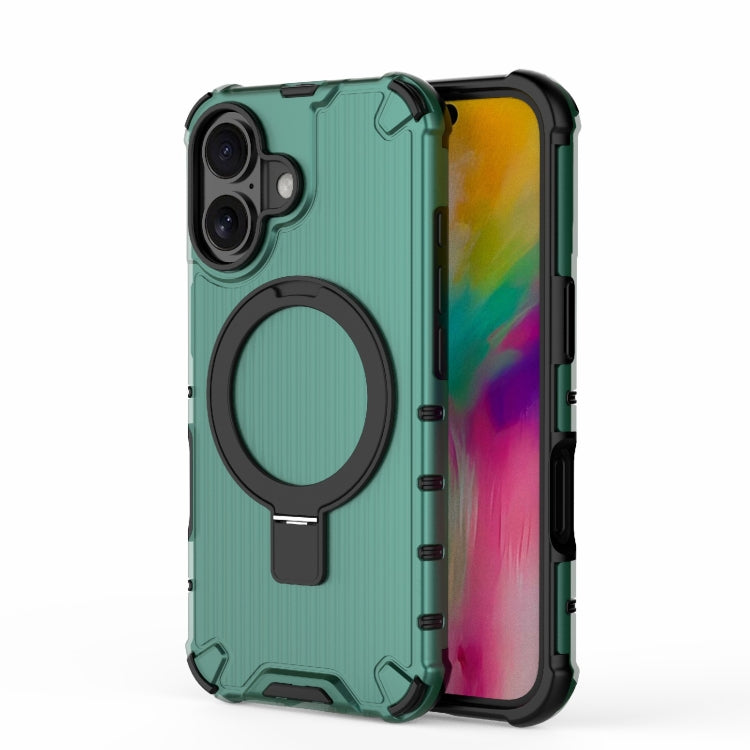For iPhone 16 Grating Holder Shockproof Phone Case(Green) - iPhone 16 Cases by PMC TechLife | Online Shopping South Africa | PMC TechLife | Buy Now Pay Later Mobicred
