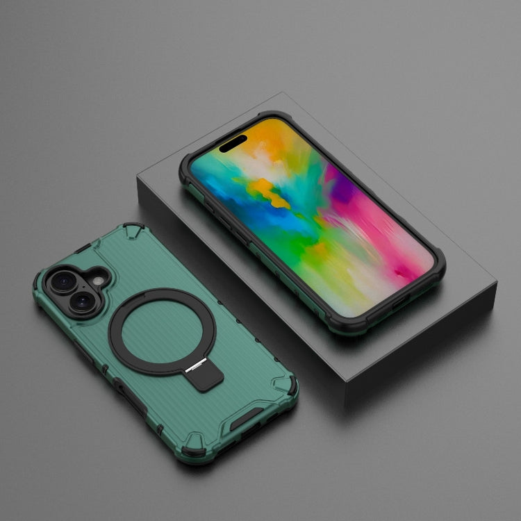 For iPhone 16 Grating Holder Shockproof Phone Case(Green) - iPhone 16 Cases by PMC TechLife | Online Shopping South Africa | PMC TechLife | Buy Now Pay Later Mobicred