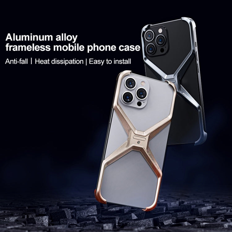 For iPhone 13 Pro / 14 Pro Frameless X-shaped Metal Phone Case(Grey) - iPhone 14 Pro Cases by PMC Jewellery | Online Shopping South Africa | PMC Jewellery | Buy Now Pay Later Mobicred