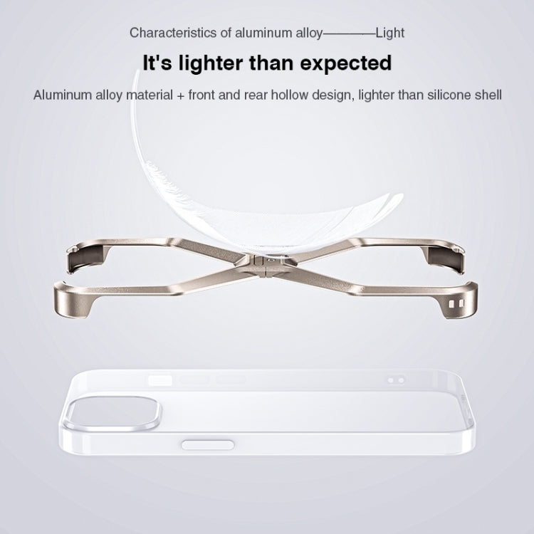 For iPhone 15 Pro Frameless X-shaped Metal Phone Case(Titanium Gold) - free shipping - PMC Jewellery - Order now!