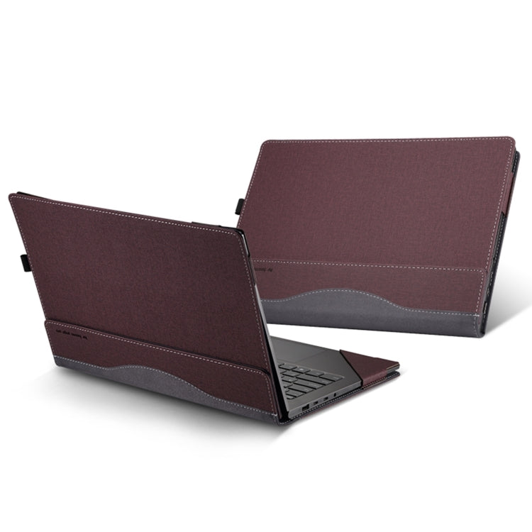 For HP Pavilion Plus Laptop 14-eh / 14t-eh Leather Laptop Shockproof Protective Case(Wine Red) - Screen & Keyboard Cover by PMC Jewellery | Online Shopping South Africa | PMC Jewellery | Buy Now Pay Later Mobicred