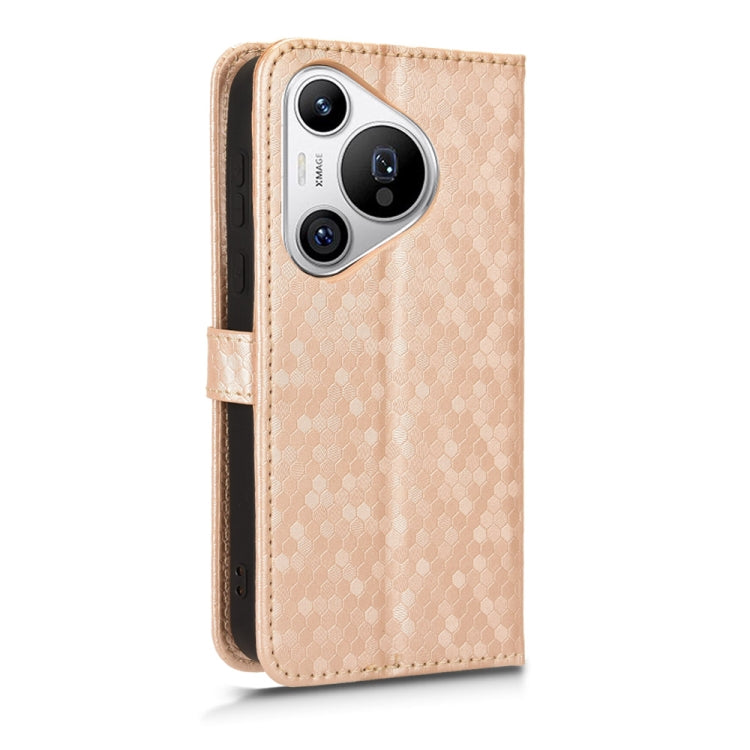 For Huawei Pura 70 Honeycomb Dot Texture Leather Phone Case(Gold) - Huawei Cases by PMC Jewellery | Online Shopping South Africa | PMC Jewellery | Buy Now Pay Later Mobicred