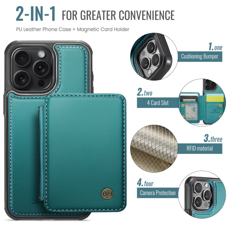 For iPhone 16 Pro Max JEEHOOD J05 Business Magnetic Style RFID Leather Phone Case(Blue Green) - iPhone 16 Pro Max Cases by JEEHOOD | Online Shopping South Africa | PMC Jewellery | Buy Now Pay Later Mobicred