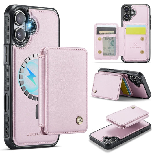 For iPhone 16 Plus JEEHOOD J05 Business Magnetic Style RFID Leather Phone Case(Pink) - iPhone 16 Plus Cases by JEEHOOD | Online Shopping South Africa | PMC Jewellery | Buy Now Pay Later Mobicred