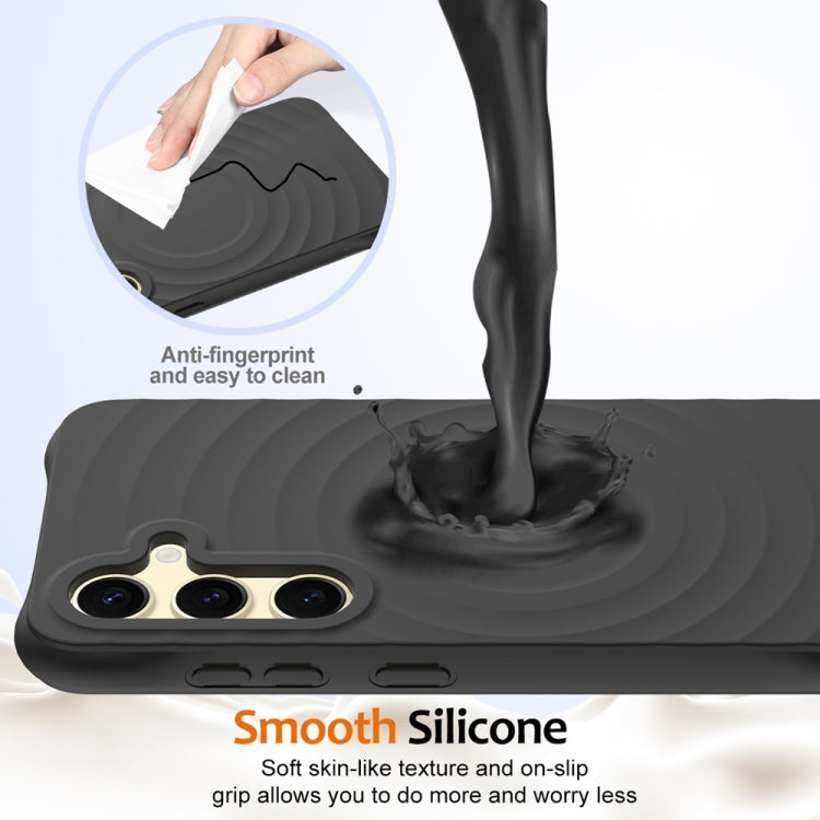 For Samsung Galaxy S25 5G Wave Texture MagSafe Magnetic Liquid Silicone Phone Case(Black) - Galaxy S25 5G Cases by PMC Jewellery | Online Shopping South Africa | PMC Jewellery | Buy Now Pay Later Mobicred