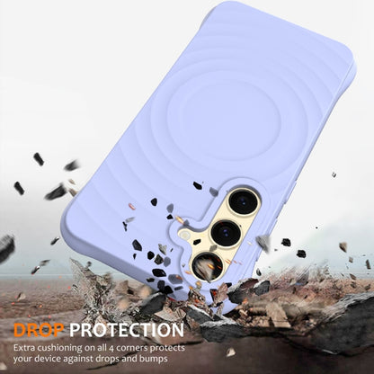 For Samsung Galaxy S25 5G Wave Texture MagSafe Magnetic Liquid Silicone Phone Case(Purple) - Galaxy S25 5G Cases by PMC Jewellery | Online Shopping South Africa | PMC Jewellery | Buy Now Pay Later Mobicred