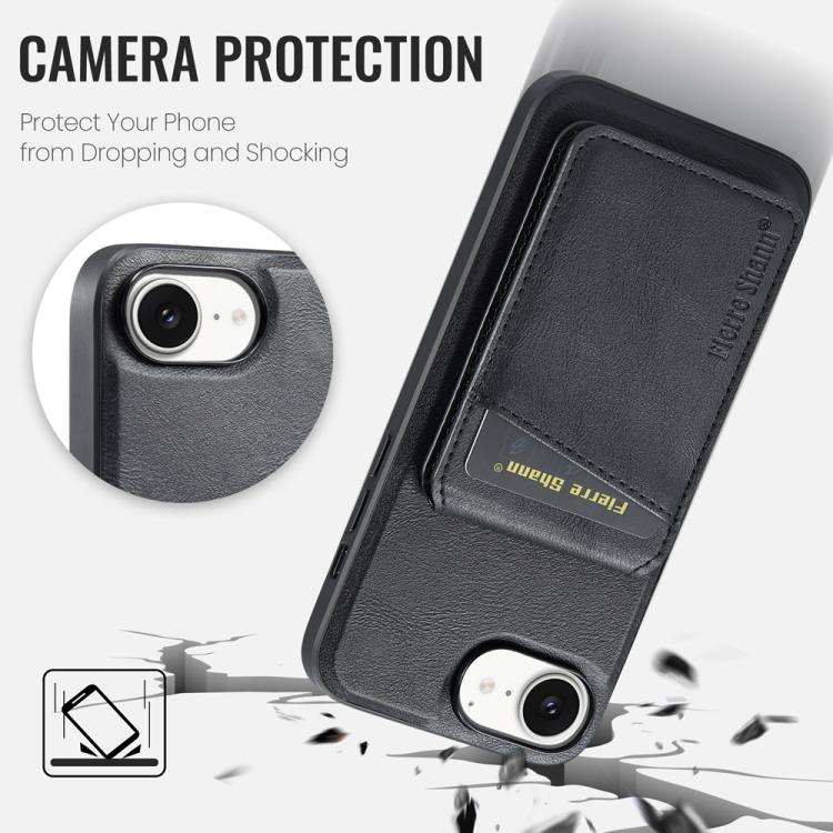 For iPhone 16e Fierre Shann Cowhide Vertical Flip Magnetic Card Holder Phone Case(Black) - free shipping - PMc TechLife - Order now!