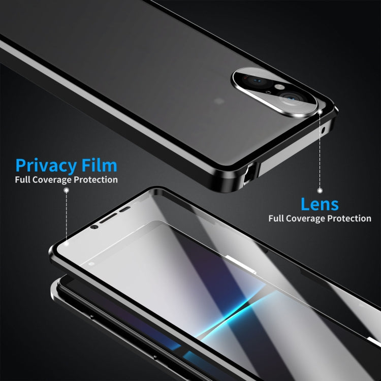 For Sony Xperia 5 V HD Magnetic Metal Tempered Glass Phone Case(Black) - Sony Cases by PMC TechLife | Online Shopping South Africa | PMC TechLife | Buy Now Pay Later Mobicred