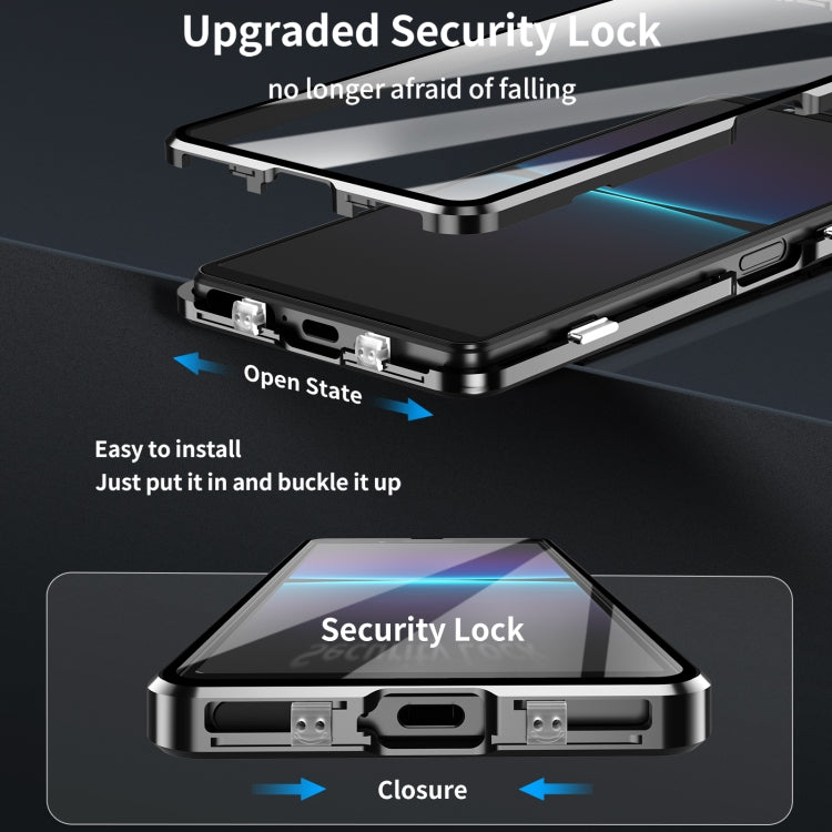 For Sony Xperia 5 V HD Magnetic Metal Tempered Glass Phone Case(Black) - Sony Cases by PMC TechLife | Online Shopping South Africa | PMC TechLife | Buy Now Pay Later Mobicred