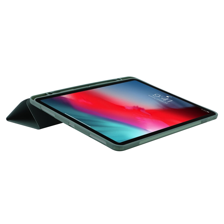 For iPad Pro 11 2024 Skin Feel Tri-fold Leather Tablet Case with Pen Slot(Dark Green) - iPad Pro 11 2024 Cases by PMC TechLife | Online Shopping South Africa | PMC TechLife | Buy Now Pay Later Mobicred