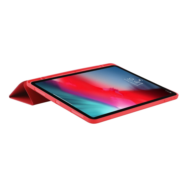 For iPad Pro 11 2024 Skin Feel Tri-fold Leather Tablet Case with Pen Slot(Red) - iPad Pro 11 2024 Cases by PMC Jewellery | Online Shopping South Africa | PMC Jewellery | Buy Now Pay Later Mobicred