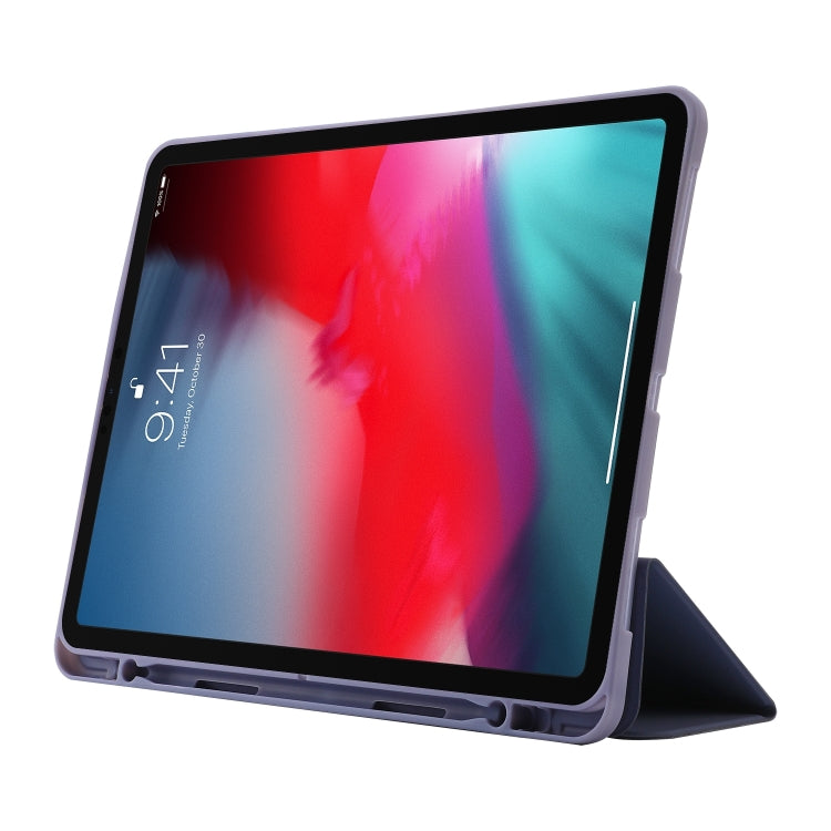For iPad Pro 11 2024 Skin Feel Tri-fold Leather Tablet Case with Pen Slot(Lavender) - iPad Pro 11 2024 Cases by PMC TechLife | Online Shopping South Africa | PMC TechLife | Buy Now Pay Later Mobicred