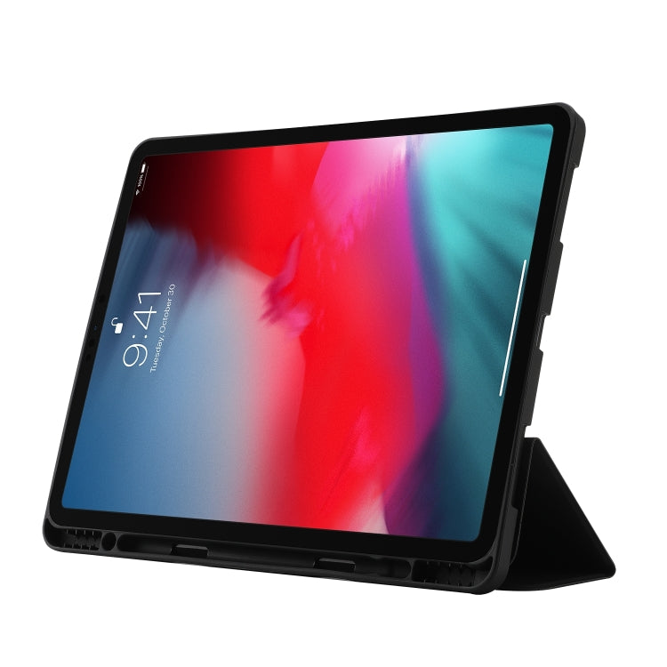 For iPad Pro 13 2024 Skin Feel Tri-fold Leather Tablet Case with Pen Slot(Black) - iPad Pro 13 2024 Cases by PMC Jewellery | Online Shopping South Africa | PMC Jewellery | Buy Now Pay Later Mobicred