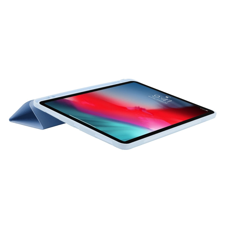For iPad Air 11 2024 Skin Feel Tri-fold Leather Tablet Case with Pen Slot(Light Blue) - iPad Air 11 2024 Cases by PMC TechLife | Online Shopping South Africa | PMC TechLife | Buy Now Pay Later Mobicred