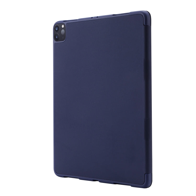 For iPad Air 11 2025 / 2024 Skin Feel Tri-fold Leather Tablet Case with Pen Slot(Dark Blue) - iPad Air 11 2025 / 2024 Cases by PMC TechLife | Online Shopping South Africa | PMC TechLife | Buy Now Pay Later Mobicred