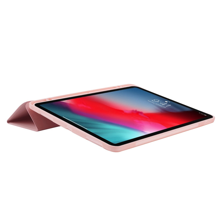 For iPad Air 13 2025 / 2024 Skin Feel Tri-fold Leather Tablet Case with Pen Slot(Pink) - iPad Air 13 2025 / 2024 Cases by PMC TechLife | Online Shopping South Africa | PMC TechLife | Buy Now Pay Later Mobicred