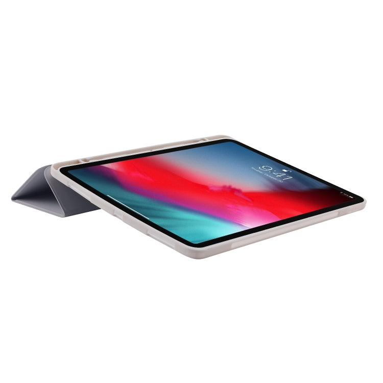 For iPad Air 13 2025 / 2024 Skin Feel Tri-fold Leather Tablet Case with Pen Slot(Grey) - iPad Air 13 2025 / 2024 Cases by PMC TechLife | Online Shopping South Africa | PMC TechLife | Buy Now Pay Later Mobicred