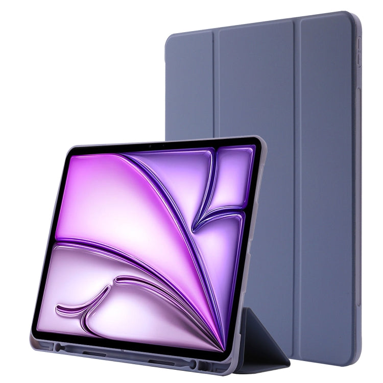 For iPad Air 13 2024 Skin Feel Tri-fold Leather Tablet Case with Pen Slot(Lavender) - iPad Air 13 2024 Cases by PMC Jewellery | Online Shopping South Africa | PMC Jewellery | Buy Now Pay Later Mobicred