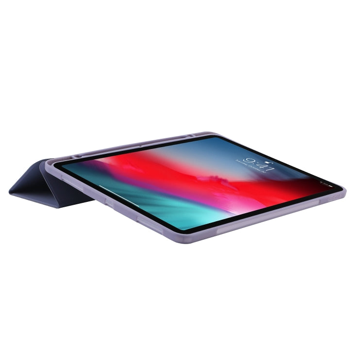 For iPad Air 13 2024 Skin Feel Tri-fold Leather Tablet Case with Pen Slot(Lavender) - iPad Air 13 2024 Cases by PMC TechLife | Online Shopping South Africa | PMC TechLife | Buy Now Pay Later Mobicred
