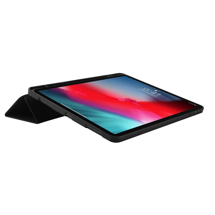 For iPad Air 13 2024 Skin Feel Tri-fold Leather Tablet Case with Pen Slot(Black) - iPad Air 13 2024 Cases by PMC TechLife | Online Shopping South Africa | PMC TechLife | Buy Now Pay Later Mobicred
