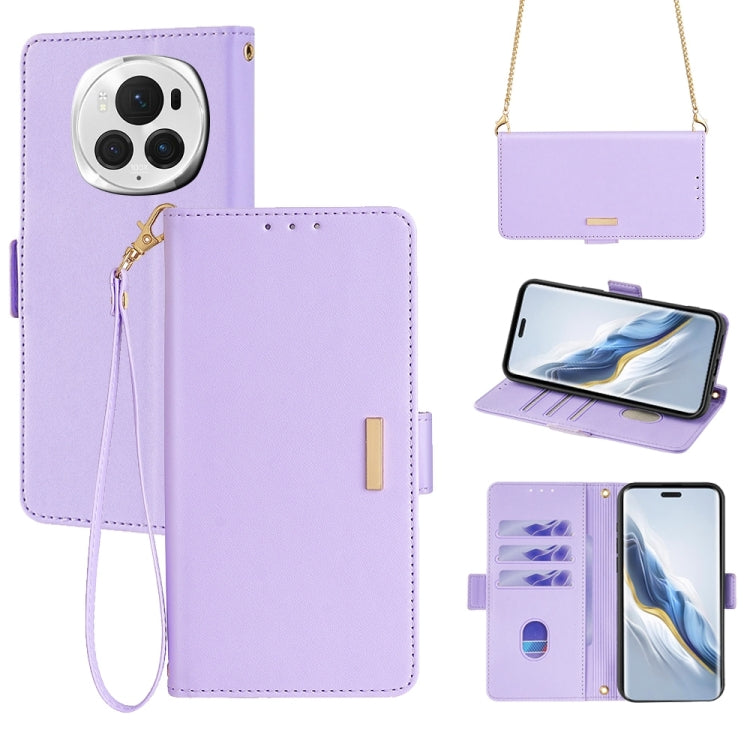 For Honor Magic6 Pro Crossbody Chain Leather Phone Case(Purple) - Honor Cases by PMC Jewellery | Online Shopping South Africa | PMC Jewellery | Buy Now Pay Later Mobicred