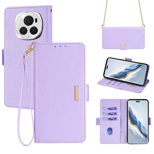 For Honor Magic6 Pro Crossbody Chain Leather Phone Case(Purple) - Honor Cases by PMC Jewellery | Online Shopping South Africa | PMC Jewellery | Buy Now Pay Later Mobicred