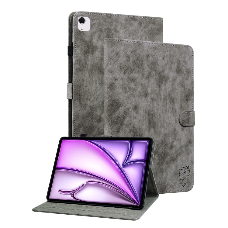 For iPad Air 13 2024 Embossed Tiger Pattern Leather Tablet Case(Grey) - iPad Air 13 2024 Cases by PMC Jewellery | Online Shopping South Africa | PMC Jewellery | Buy Now Pay Later Mobicred