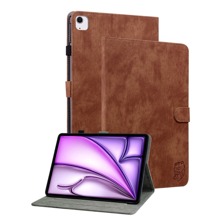 For iPad Air 13 2025 / 2024 Embossed Tiger Pattern Leather Tablet Case(Brown) - iPad Air 13 2025 / 2024 Cases by PMC TechLife | Online Shopping South Africa | PMC TechLife | Buy Now Pay Later Mobicred