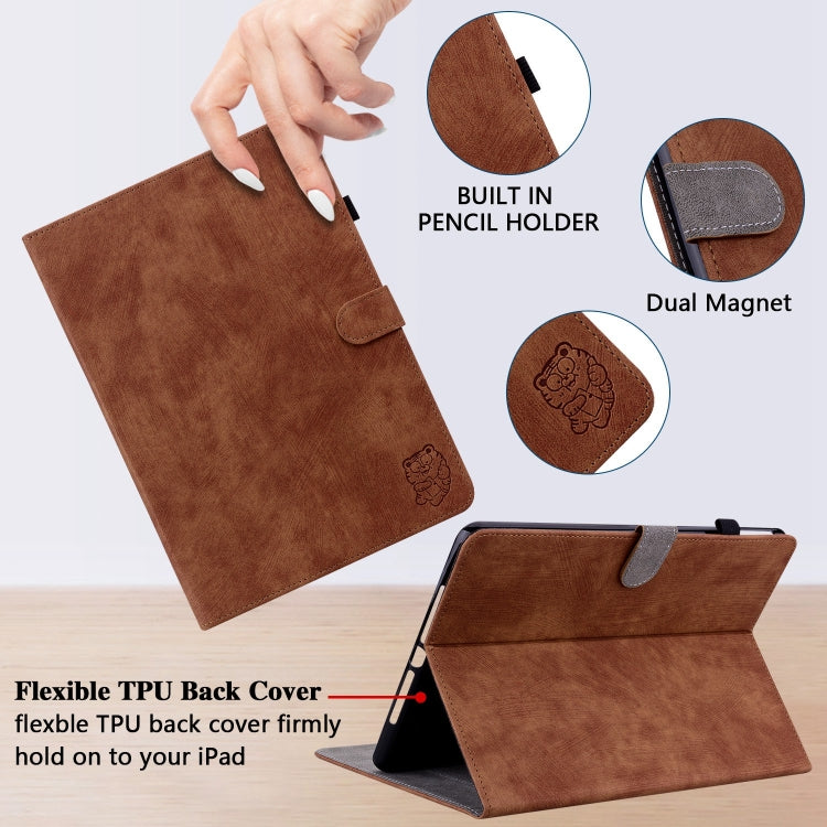 For iPad Air 13 2025 / 2024 Embossed Tiger Pattern Leather Tablet Case(Brown) - iPad Air 13 2025 / 2024 Cases by PMC TechLife | Online Shopping South Africa | PMC TechLife | Buy Now Pay Later Mobicred