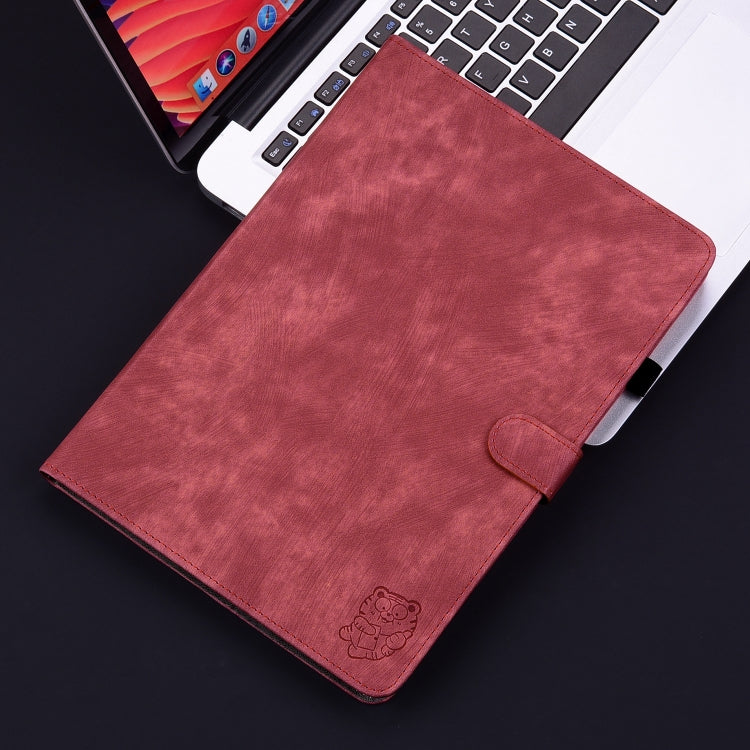 For iPad Air 13 2025 / 2024 Embossed Tiger Pattern Leather Tablet Case(Red) - iPad Air 13 2025 / 2024 Cases by PMC TechLife | Online Shopping South Africa | PMC TechLife | Buy Now Pay Later Mobicred
