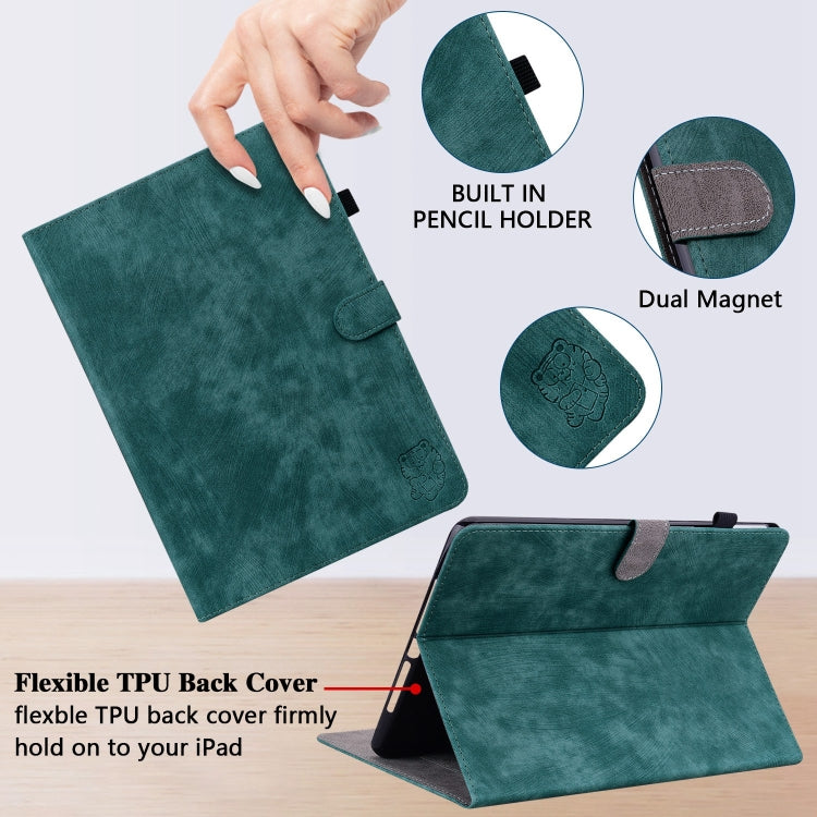 For iPad Air 13 2024 Embossed Tiger Pattern Leather Tablet Case(Dark Green) - iPad Air 13 2024 Cases by PMC TechLife | Online Shopping South Africa | PMC TechLife | Buy Now Pay Later Mobicred